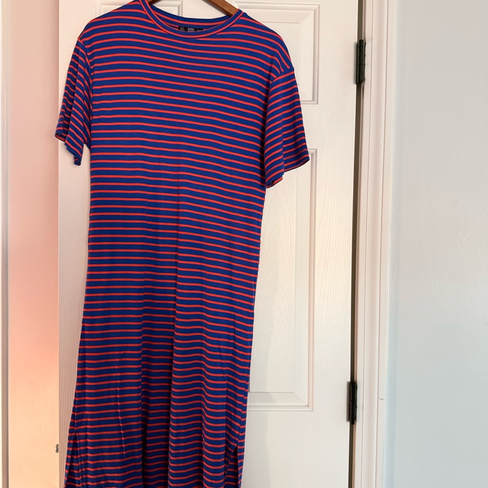 Zara Blue and Red Striped Top